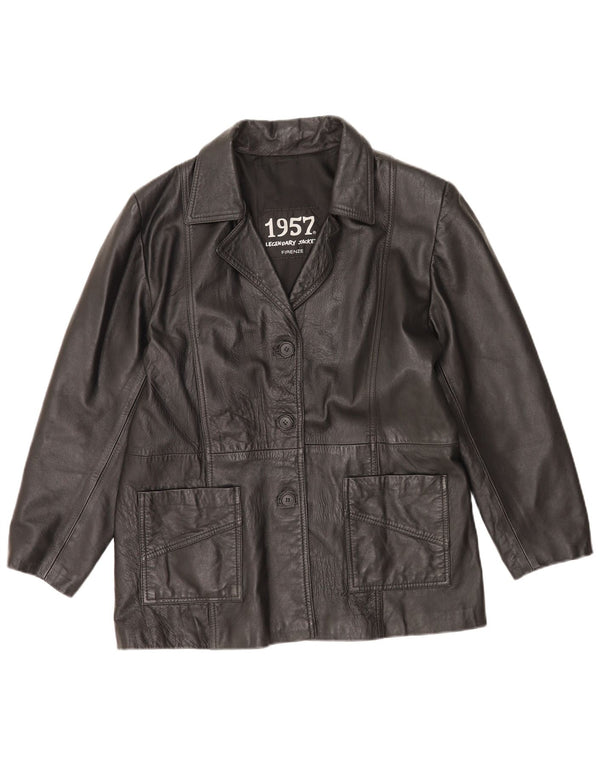 Giacca in pelle da donna leggendaria del 1957 UK 14 Pelle nera media