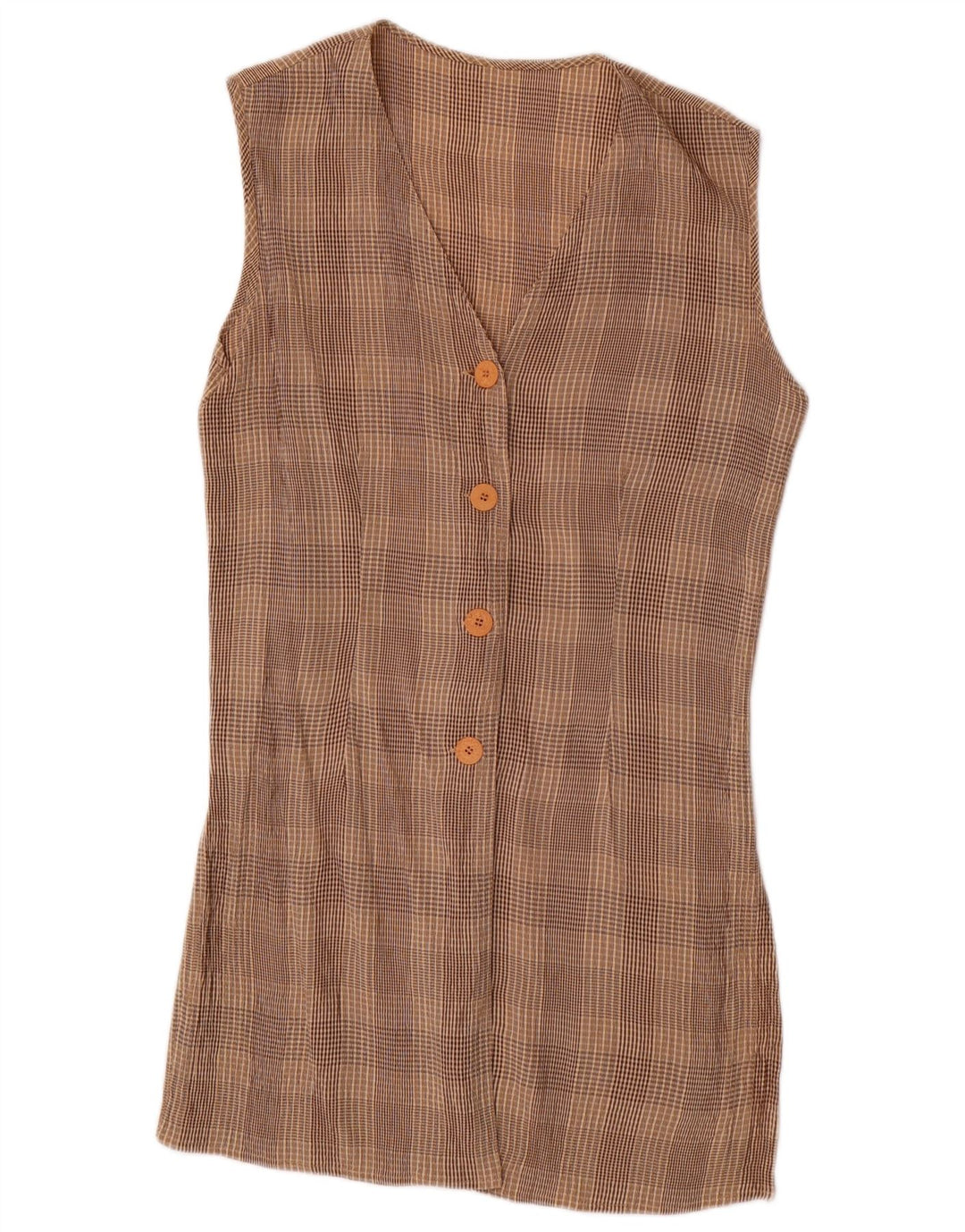 Set da donna VINTAGE a 4 bottoni e 2 pezzi UK 10 piccolo W28 acetato a quadri marrone