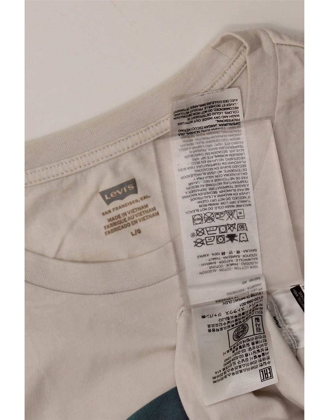 T-shirt grafica da uomo LEVI'S Top grande in cotone bianco sporco