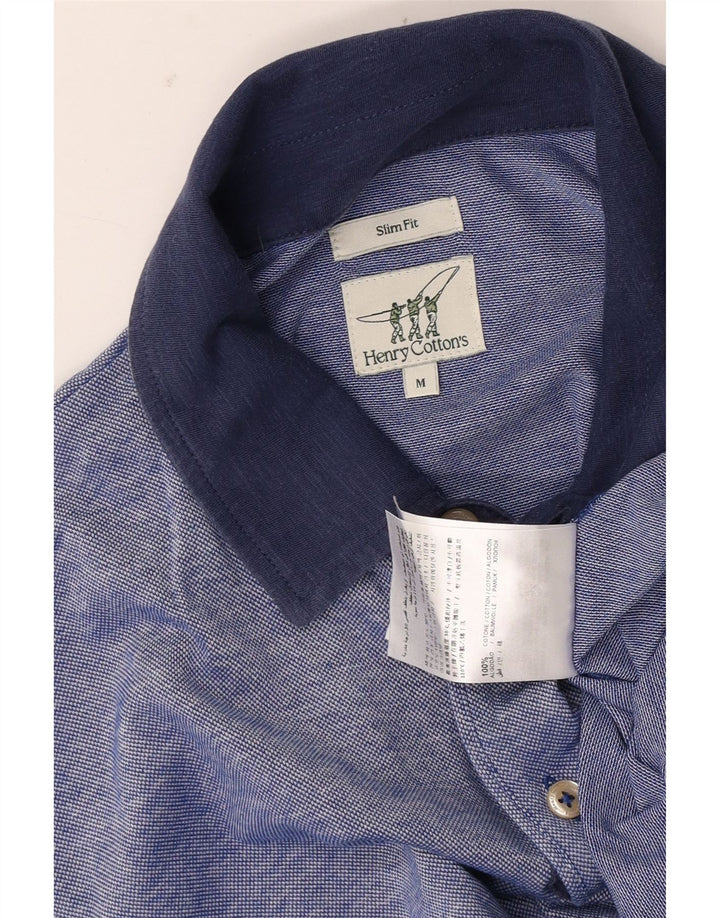 Polo da uomo slim fit Henry Cottons in cotone blu medio