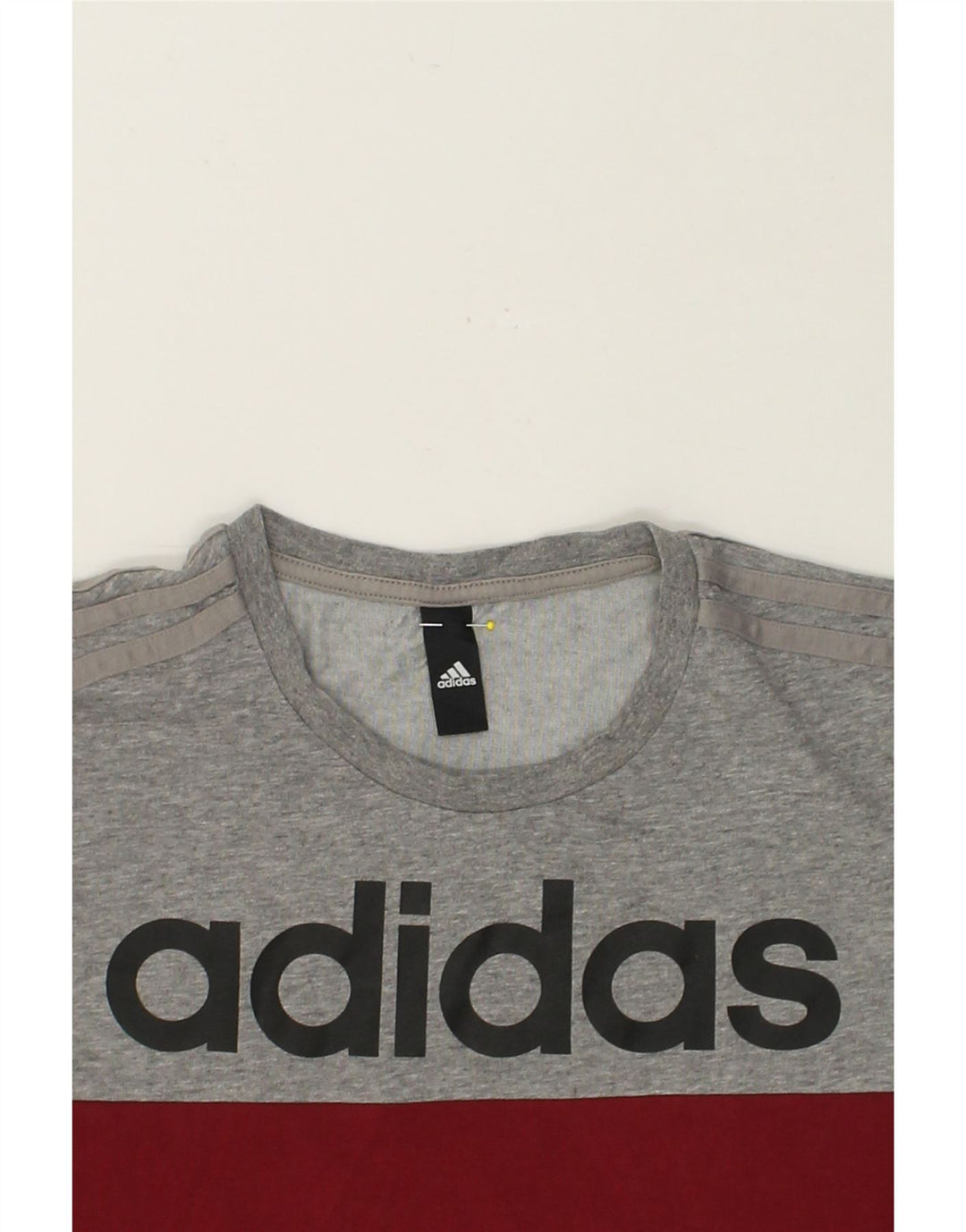 ADIDAS Mens Graphic T-Shirt Top Small Grey Colourblock Vintage Adidas and Second-Hand Adidas from Messina Hembry 