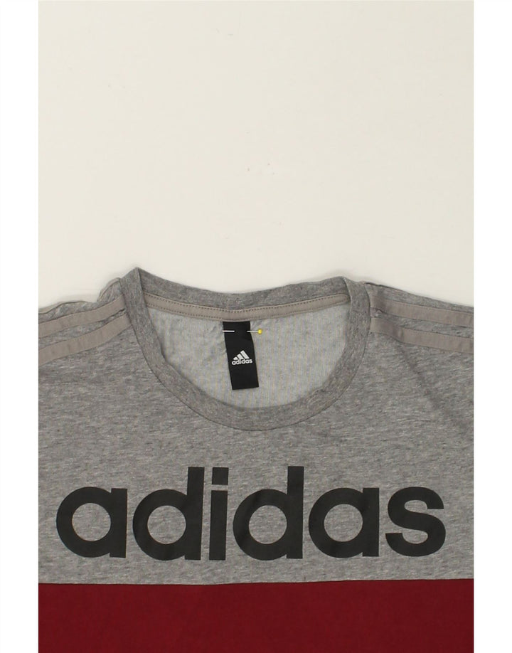 ADIDAS Mens Graphic T-Shirt Top Small Grey Colourblock Vintage Adidas and Second-Hand Adidas from Messina Hembry 