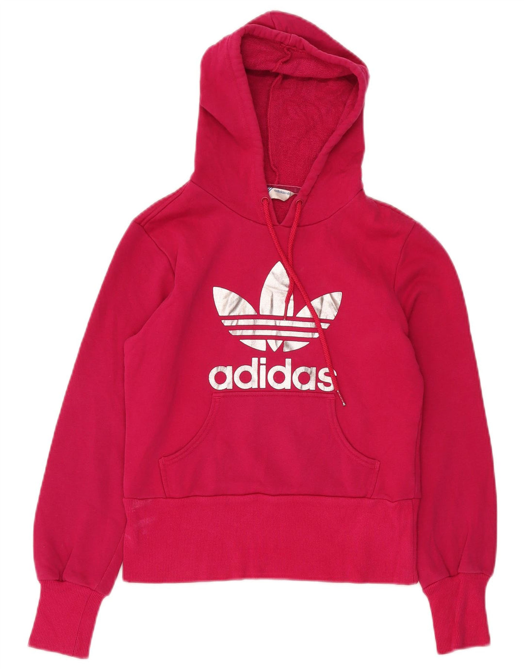 Felpa con cappuccio grafica corta ADIDAS da donna IT 36 XS cotone rosa