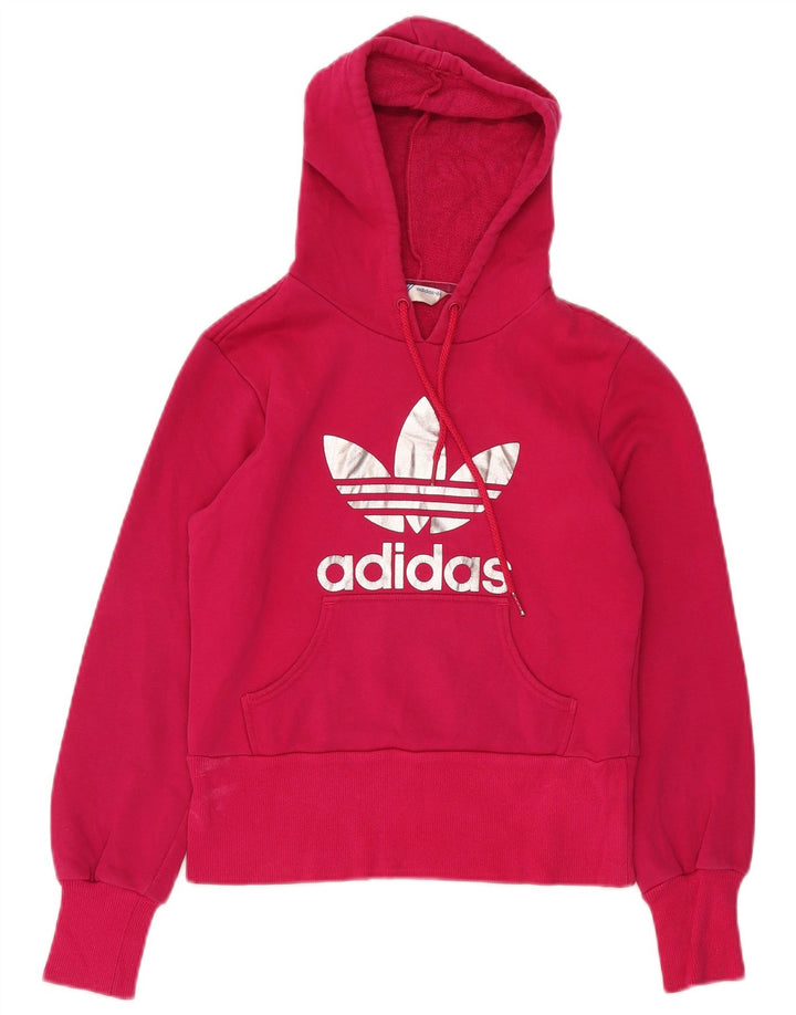 Felpa con cappuccio grafica corta ADIDAS da donna IT 36 XS cotone rosa