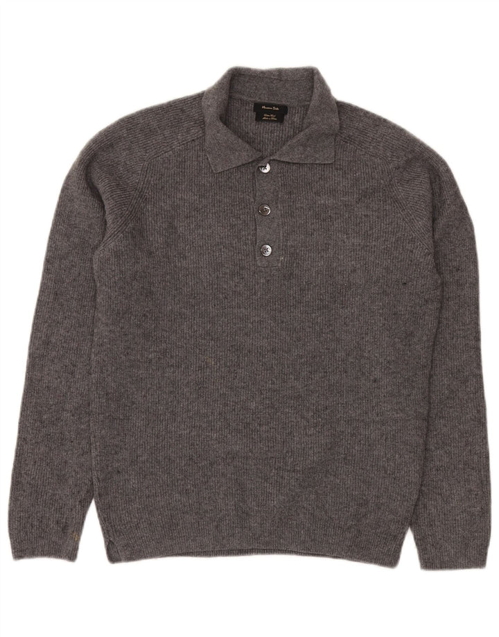 Massimo Dutti Maglione da uomo con collo alto in lana grigio medio