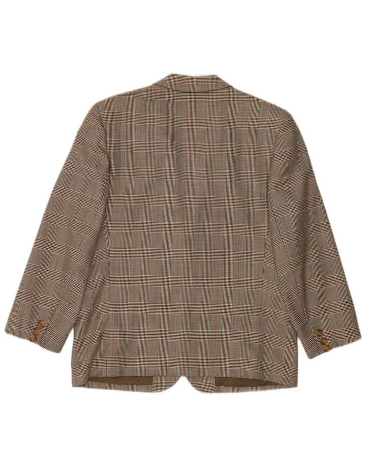 Giacca blazer da donna a 2 bottoni Burberrys UK 14 grande lana pied de poule verde