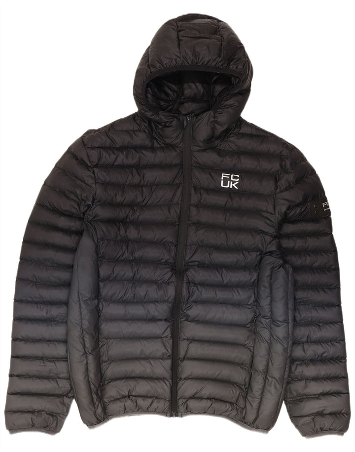 Giacca imbottita con cappuccio da uomo Fcuk UK 38 Poliestere color block medio nero
