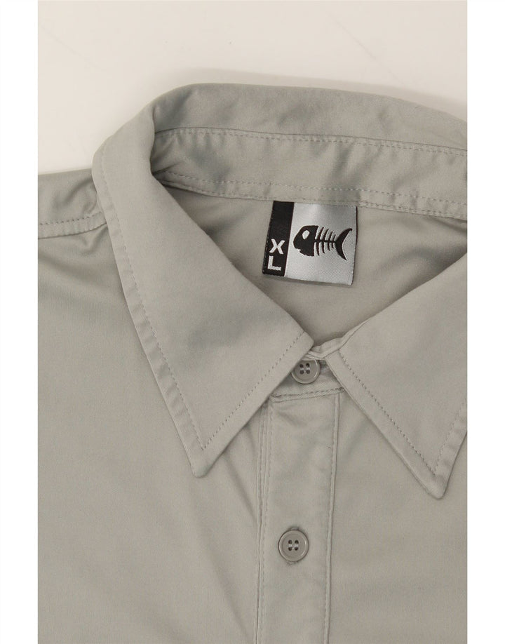 FISHBONE Mens Graphic Polo Shirt XL Grey Polyester Vintage Fishbone and Second-Hand Fishbone from Messina Hembry 