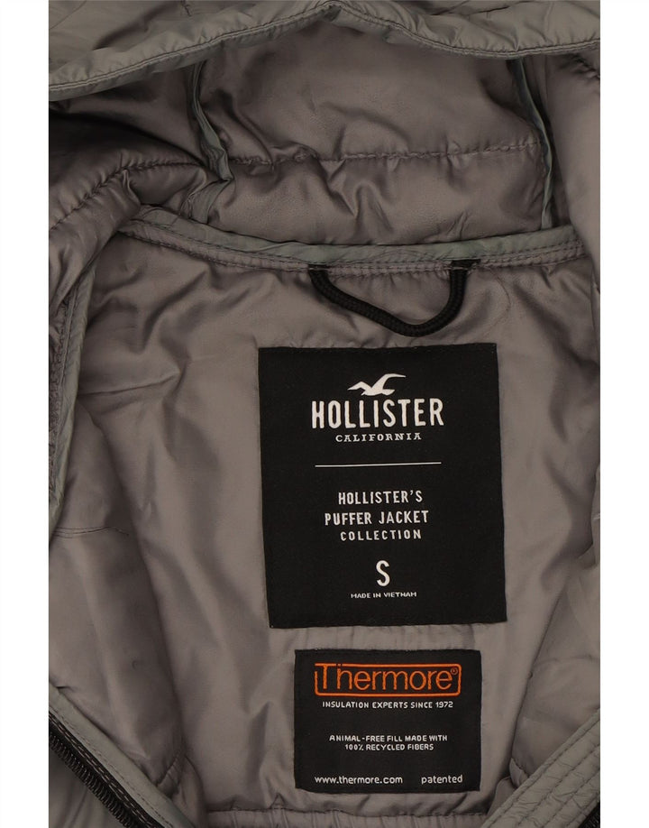 HOLLISTER Womens Hooded Padded Jacket UK 10 Small Grey Nylon