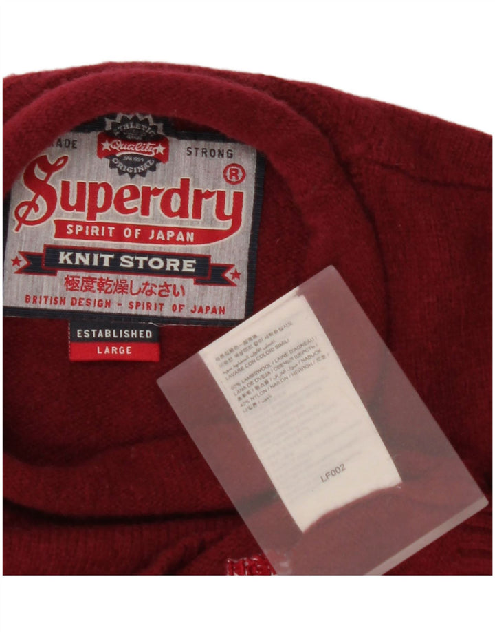Maglione da uomo a collo alto SUPERDRY grande lana d'agnello bordeaux