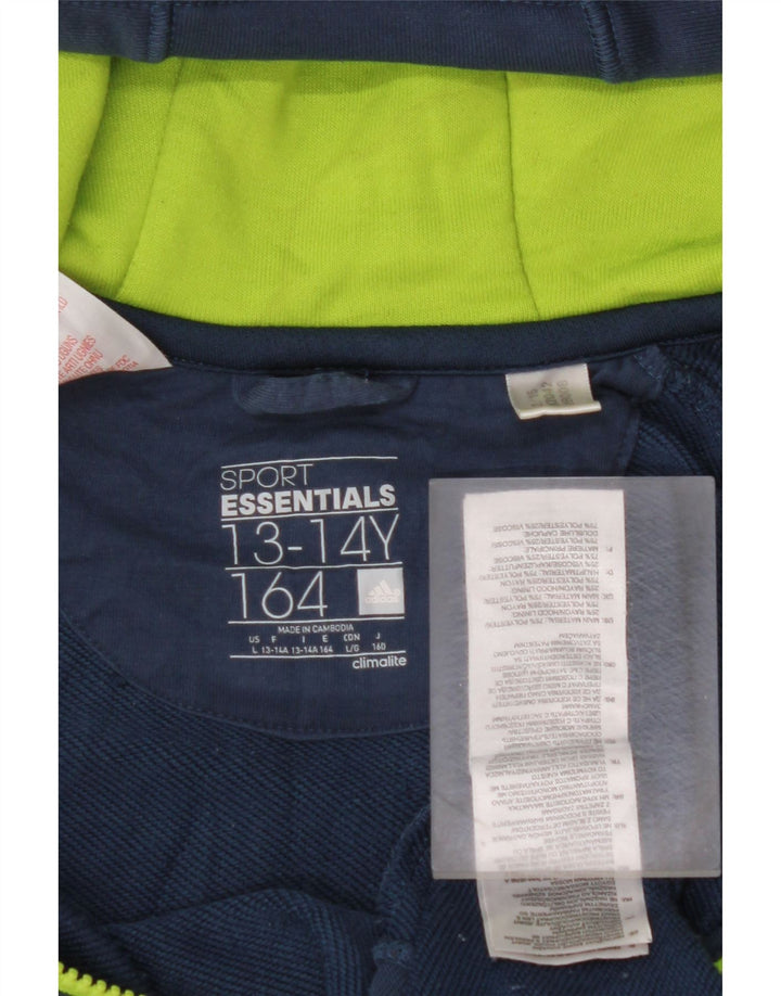 Maglione con cappuccio e zip ADIDAS da bambino Climalite 13-14 anni in poliestere blu navy