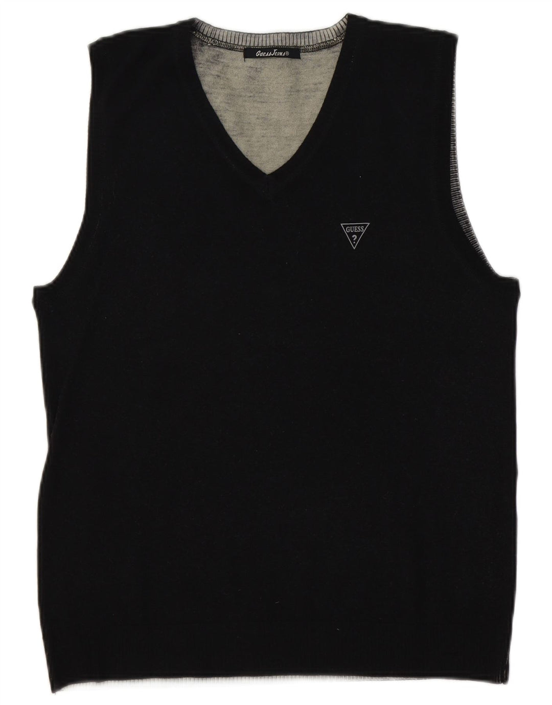 GUESS Mens Vest Tank Top Medium Black Wool