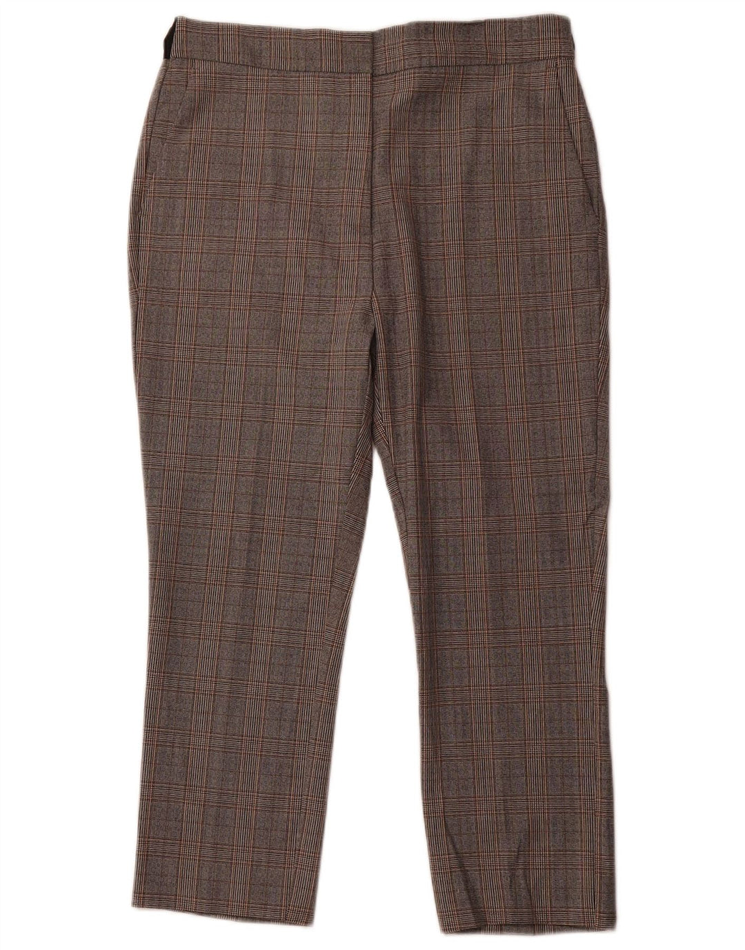 Pantaloni corti affusolati da donna ZARA XL W32 L24 poliestere pied de poule grigio
