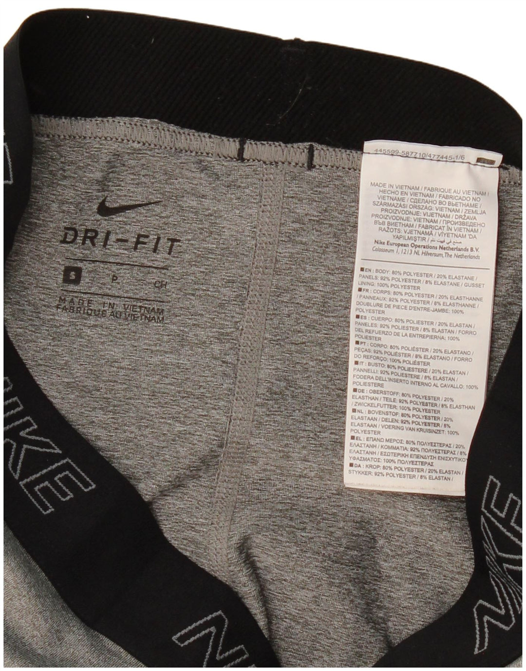 Leggings Nike Dri Fit da donna UK 8 Small Grigio Colourblock in poliestere