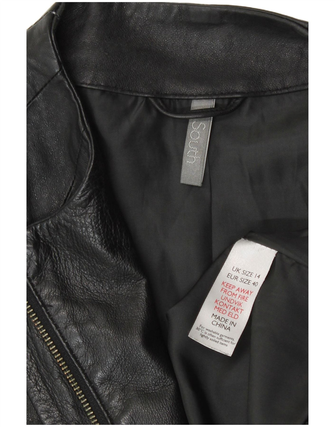 Giacca in pelle da donna South UK 14 Pelle nera media
