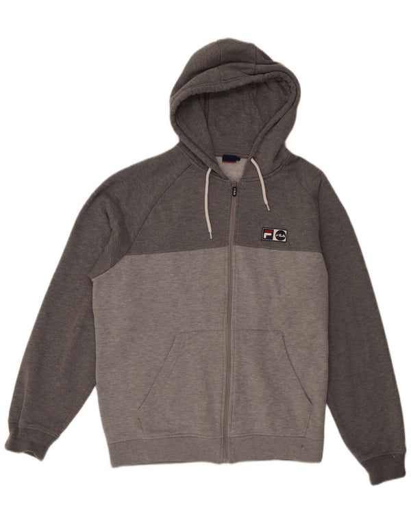 Maglione con cappuccio e zip da uomo Fila 2XL in cotone color block grigio