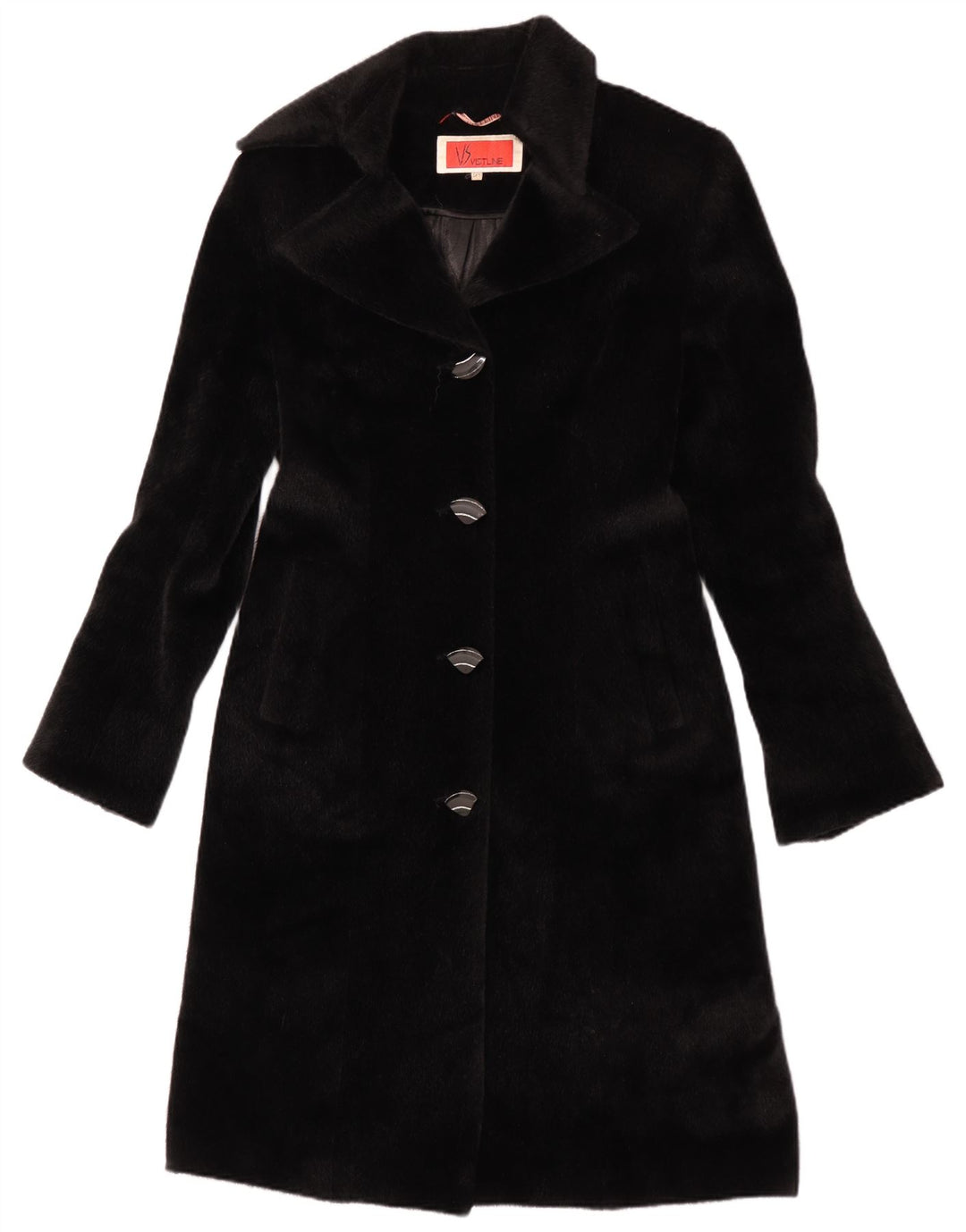 Soprabito vintage da donna in pelliccia sintetica IT 42 poliestere nero medio