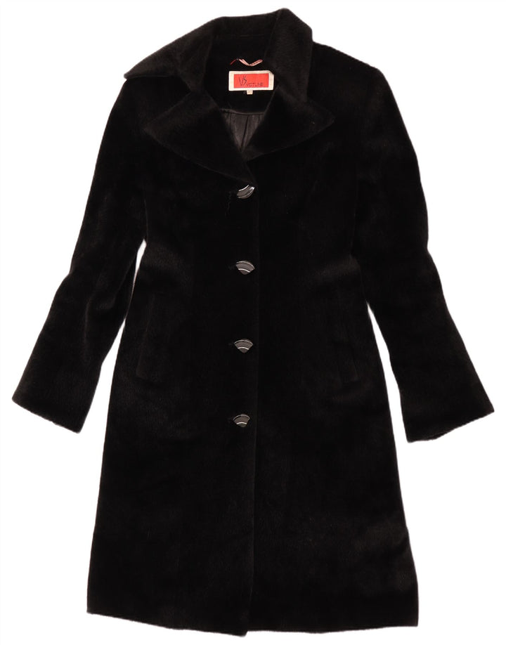 Soprabito vintage da donna in pelliccia sintetica IT 42 poliestere nero medio