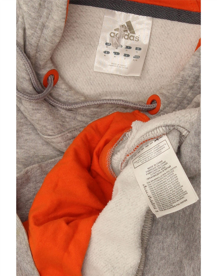 Felpa con cappuccio da uomo Adidas in cotone grigio medio