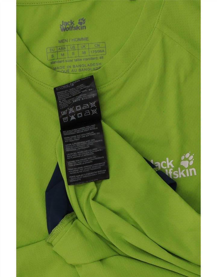 T-shirt da uomo Jack Wolfskin Top piccolo poliestere color block verde