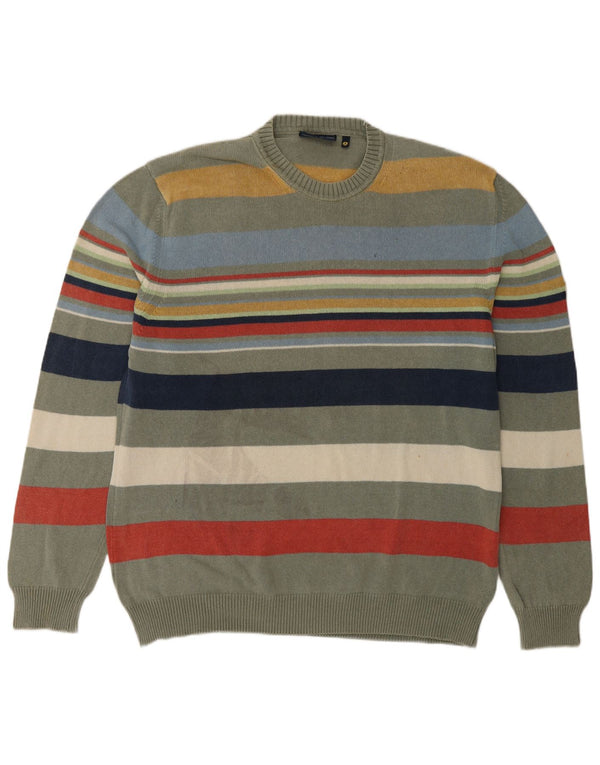 Maglione da uomo a girocollo Navigare XL in cotone a righe multicolore