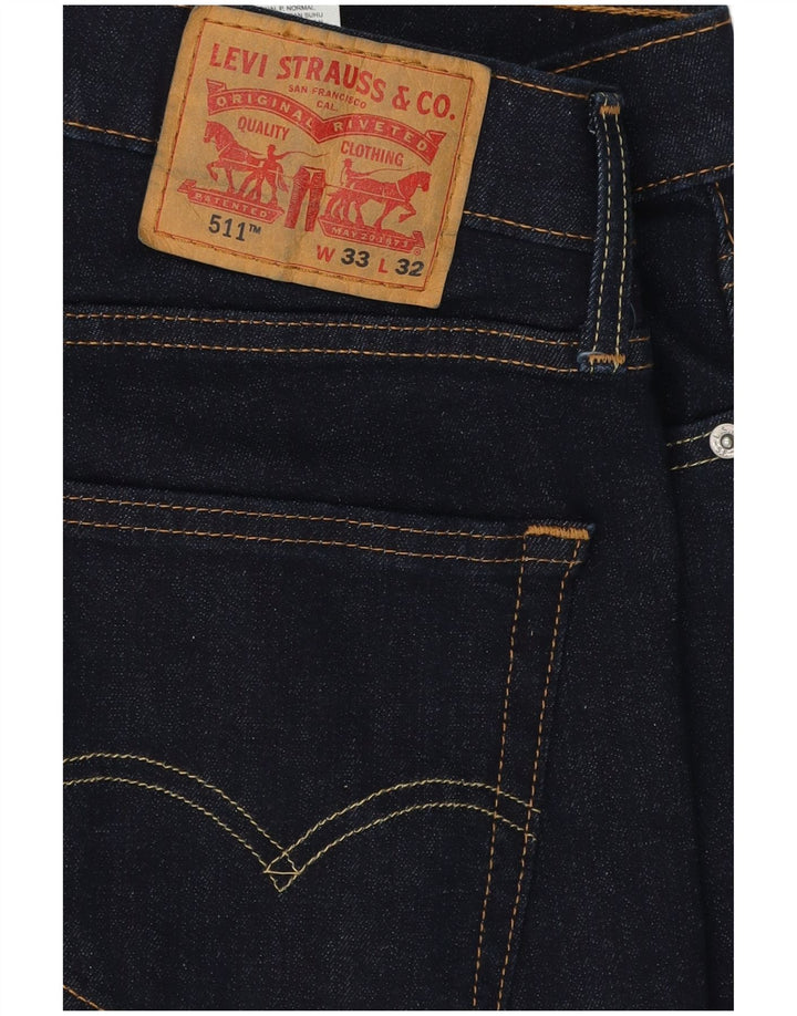 Levi's Uomo 511 Slim Jeans W33 L32 Blu Navy Cotone