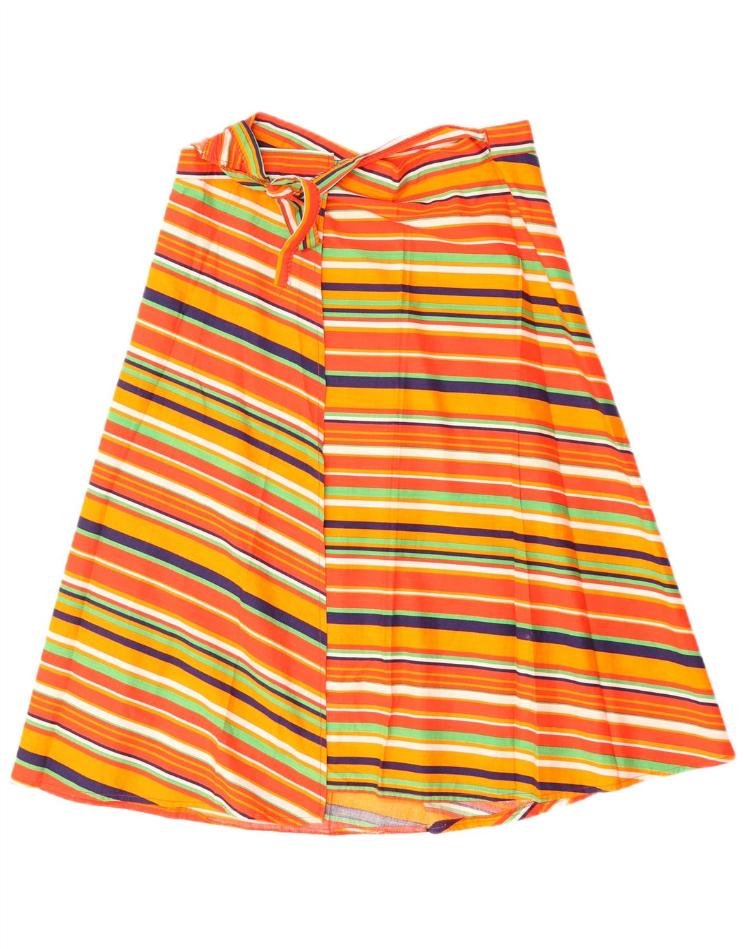 Gonna a portafoglio da donna VINTAGE W32 grande cotone a righe multicolore