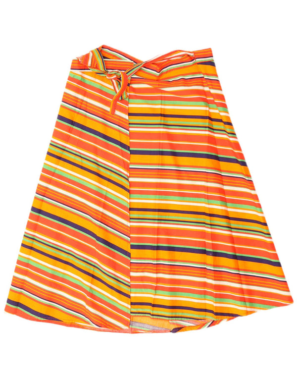 Gonna a portafoglio da donna VINTAGE W32 grande cotone a righe multicolore