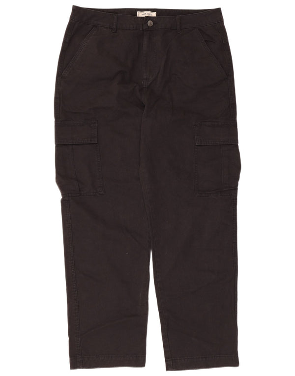 Pantaloni cargo dritti da uomo Jack & Jones W34 L31 cotone nero