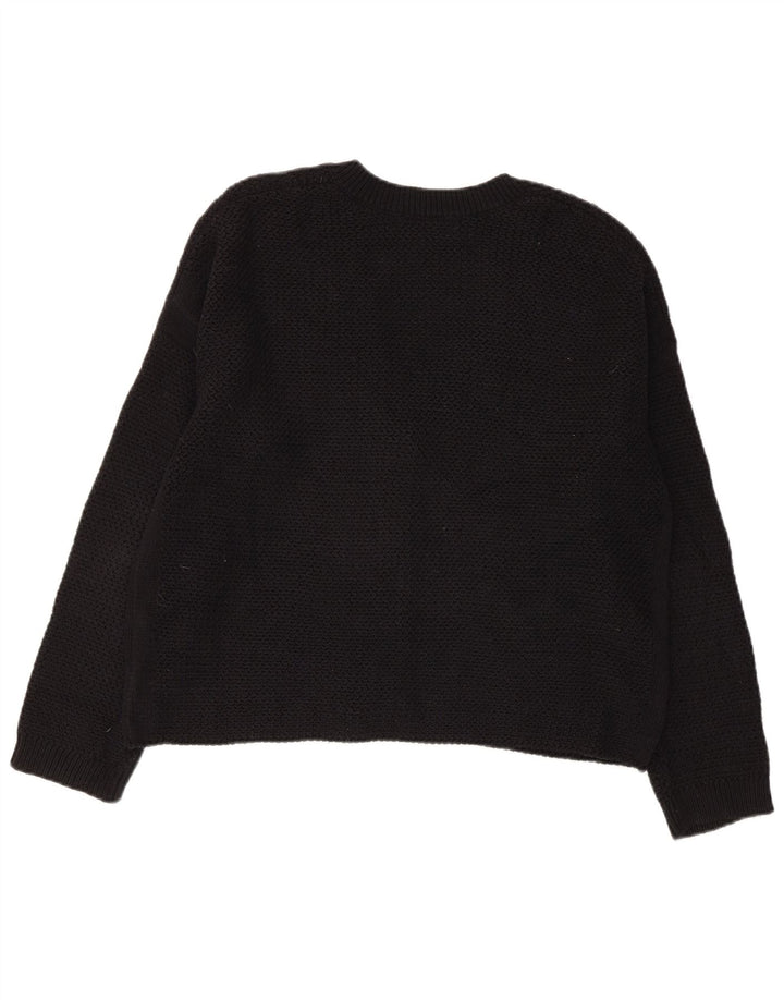 MARKS & SPENCER Maglione cardigan corto da donna UK 14 Cotone nero medio