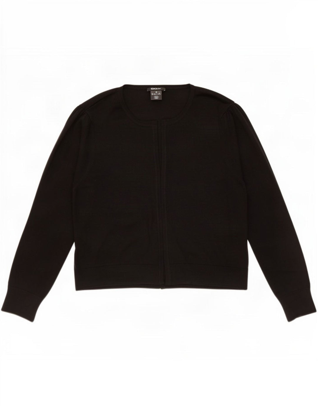 Dkny Maglione cardigan aperto da donna UK 18 XL Nero Poliestere