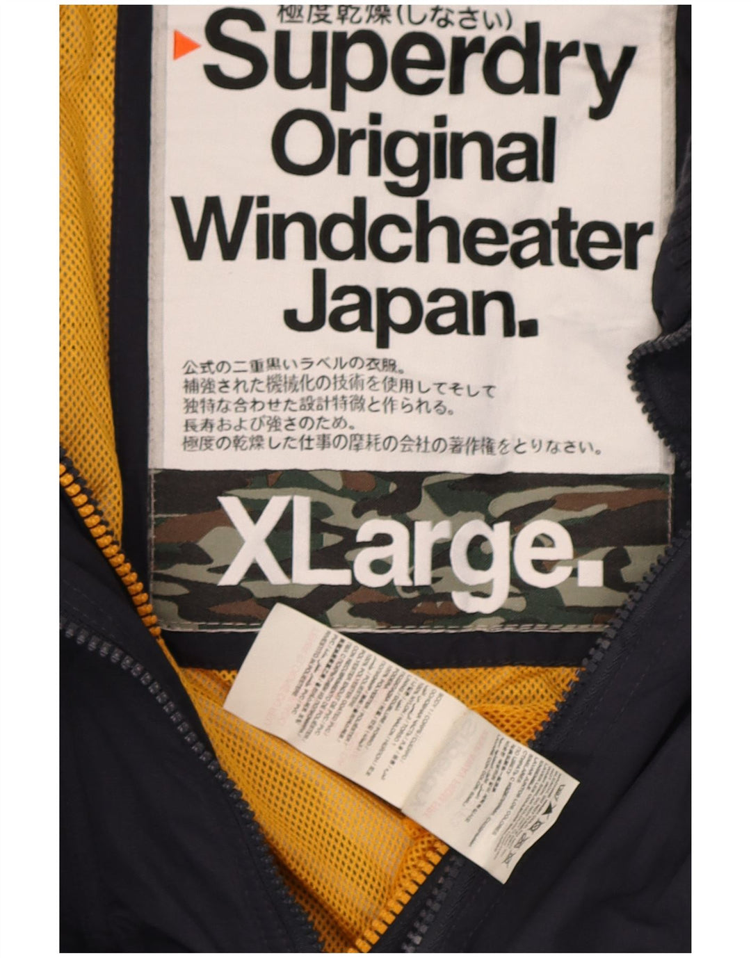 Giacca antipioggia grafica da uomo Superdry Windcheater UK 42 XL Nylon blu navy