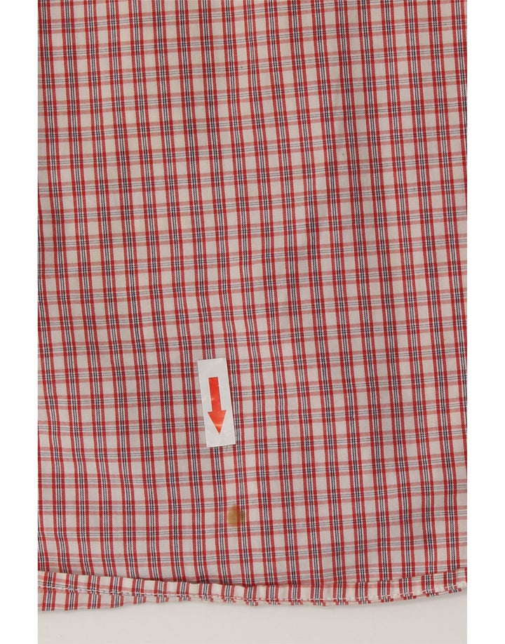 Camicia a maniche corte da uomo Benetton XL in cotone a quadri rossi