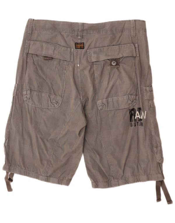 Pantaloncini cargo da uomo G-Star W34 cotone a quadri grigi grandi