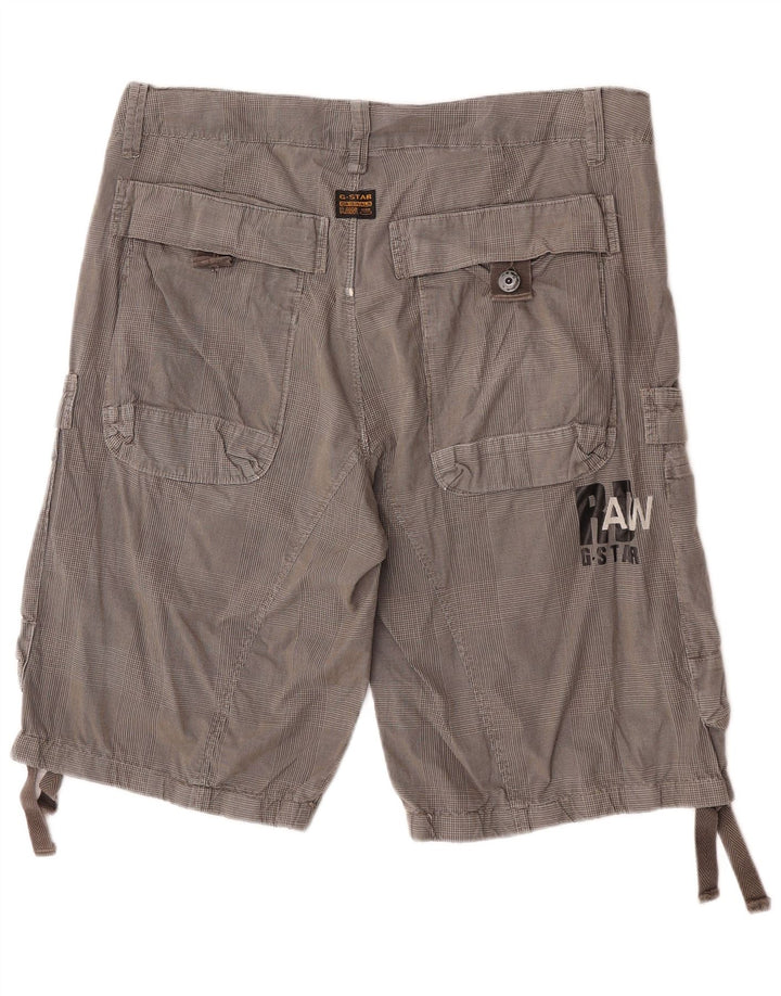 Pantaloncini cargo da uomo G-Star W34 cotone a quadri grigi grandi