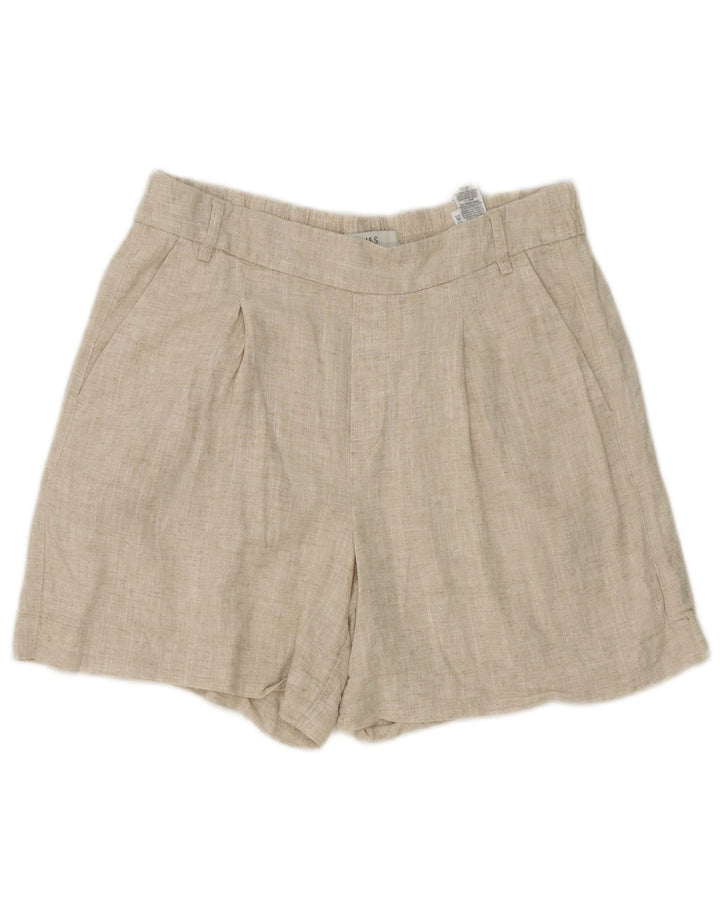 Pantaloncini chino da donna Marks & Spencer UK 12 medi W32 Lino beige