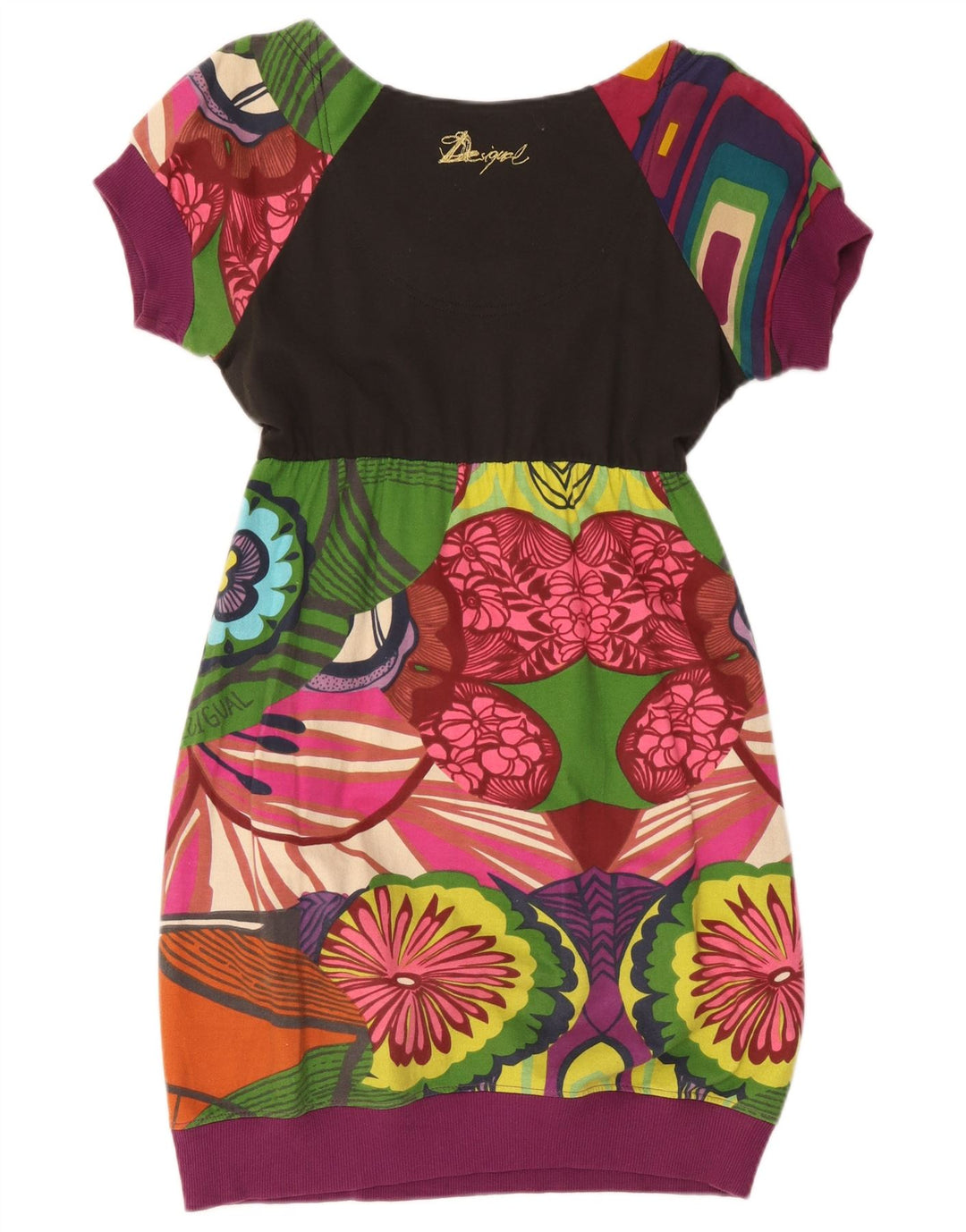 Desigual Graphic Bubble Dress da donna UK 10 Piccolo floreale multicolore