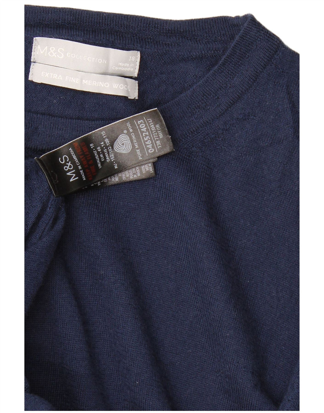 MARKS & SPENCER Maglione da donna con scollo a barca UK 18 XL Blu navy