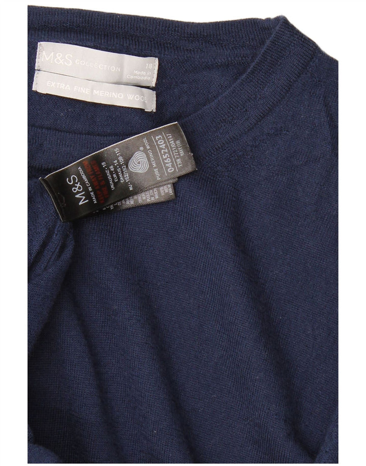 MARKS & SPENCER Maglione da donna con scollo a barca UK 18 XL Blu navy