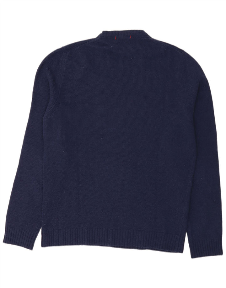 Maglione maglione girocollo grafico da uomo Woolrich lana media blu navy USA