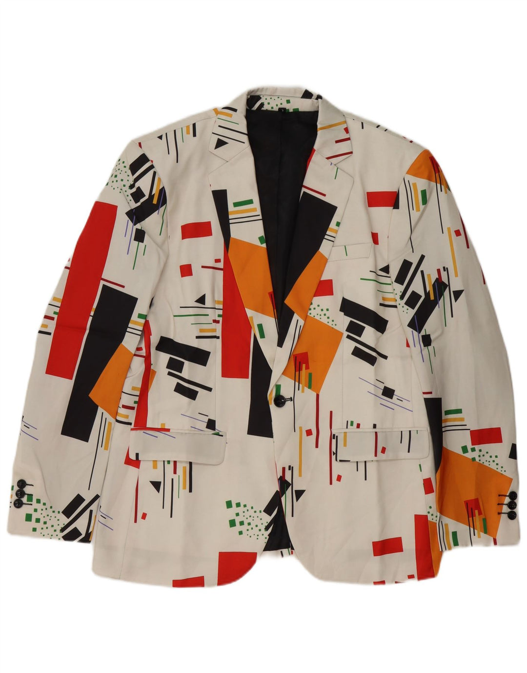Giacca blazer vintage da uomo a 1 bottone UK 40 grande bianca geometrica