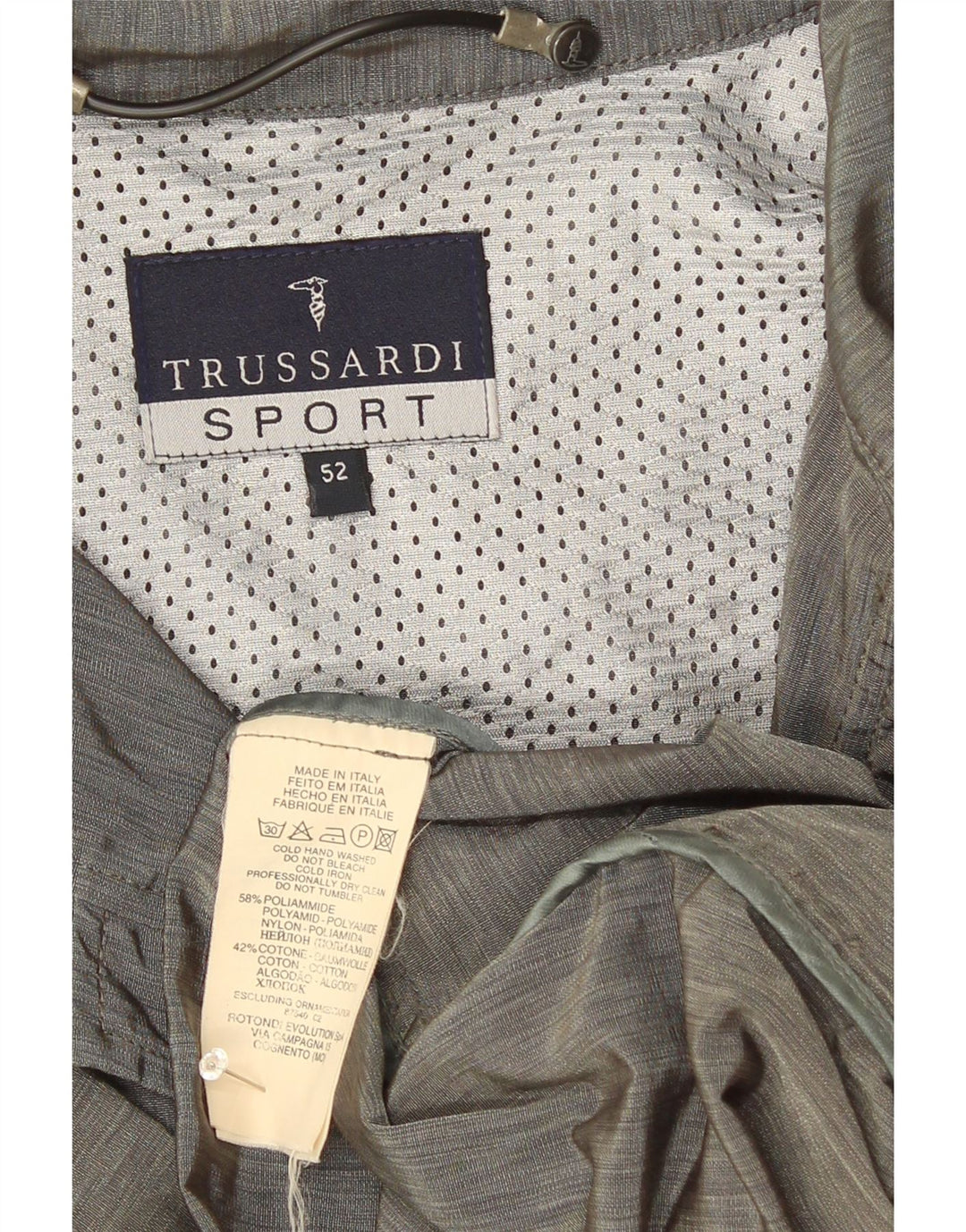 Giacca Utility Uomo Trussardi IT 52 XL Poliammide Grigia
