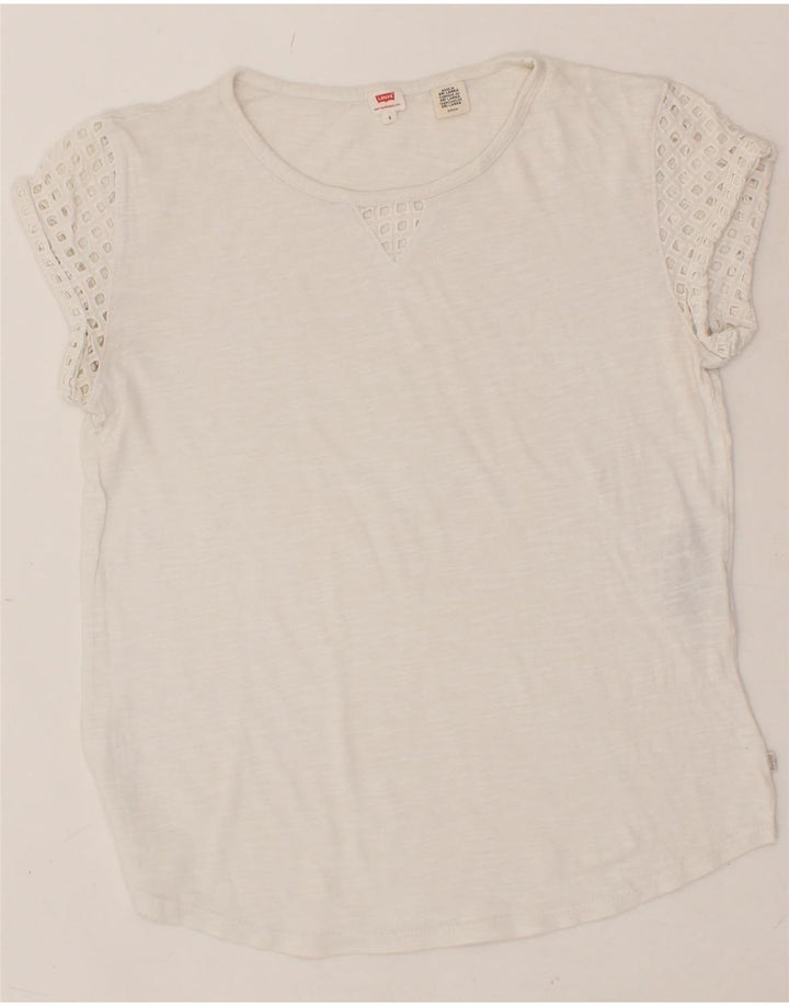 LEVI'S Womens T-Shirt Top UK 10 Small White Cotton Vintage Levi's and Second-Hand Levi's from Messina Hembry 