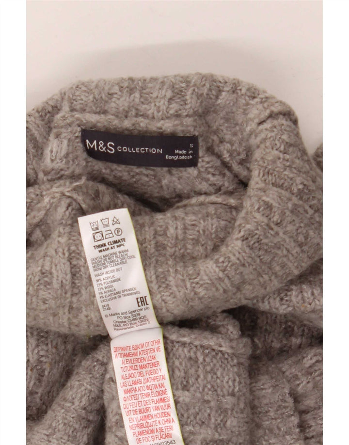 Maglione maglione oversize da donna Marks & Spencer con collo alto UK 10 piccolo grigio