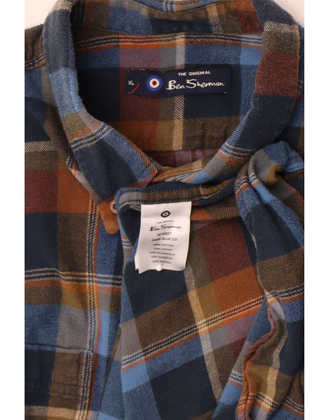 Camicia in flanella da uomo Ben Sherman XL in cotone a quadri multicolore