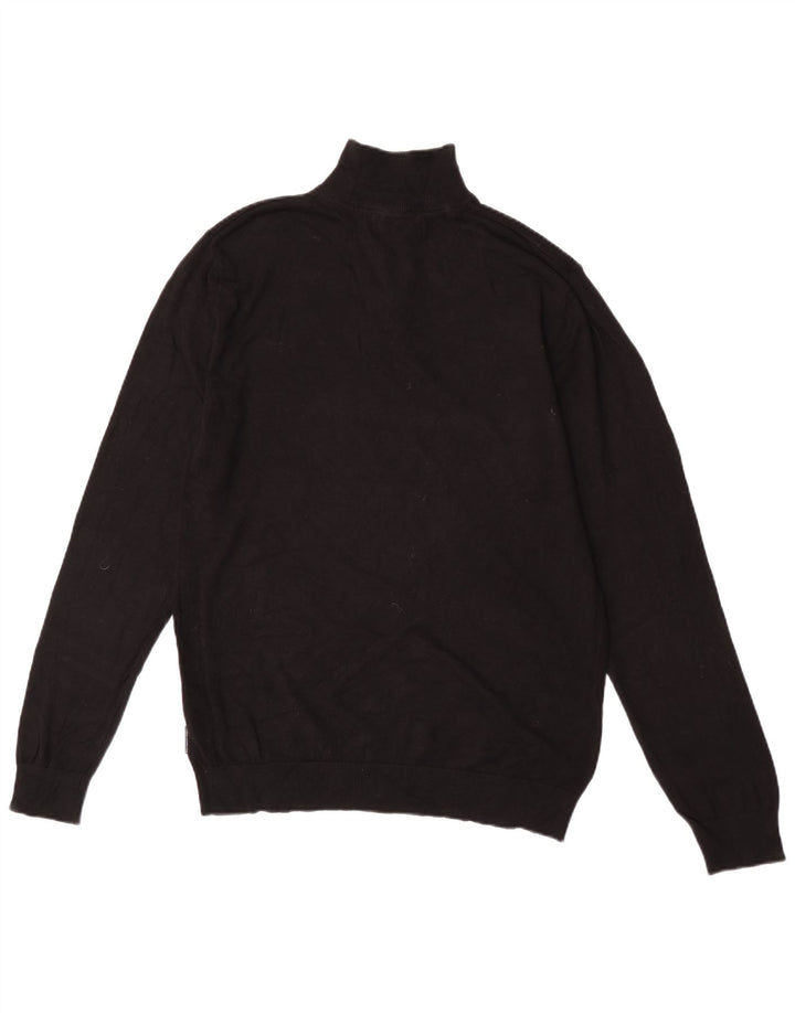 French Connection Maglione da uomo con zip e collo grande in viscosa nera