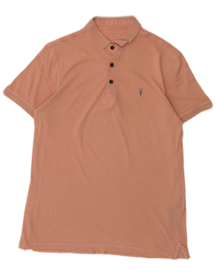 ALL SAINTS Mens Polo Shirt Small Pink Cotton