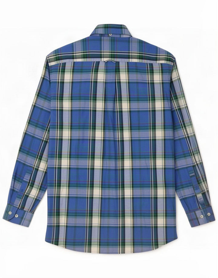 McGregor Camicia da uomo in cotone a quadri blu medio
