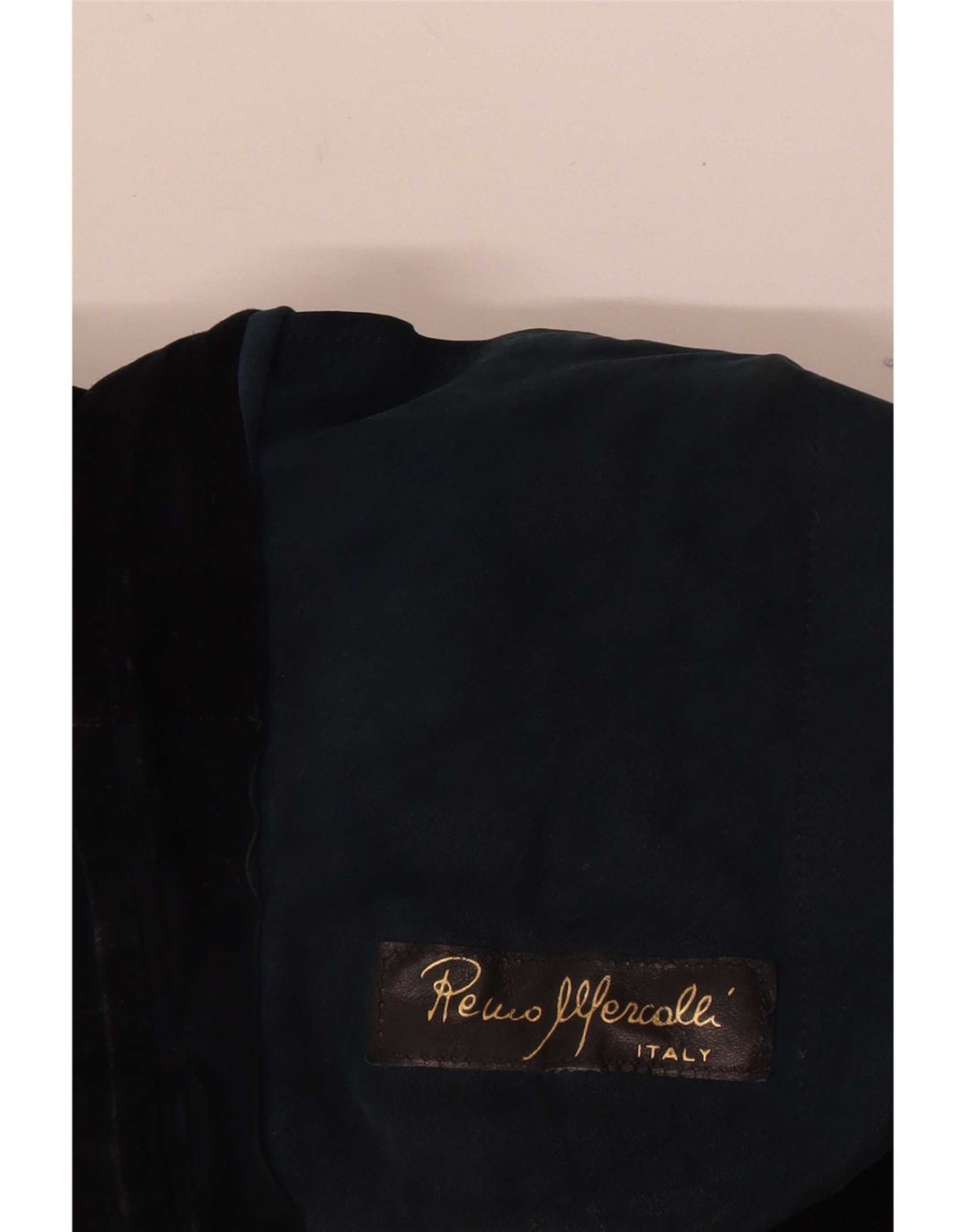 Giubbotto bomber in pelle scamosciata vintage da uomo UK 36 piccolo blu navy