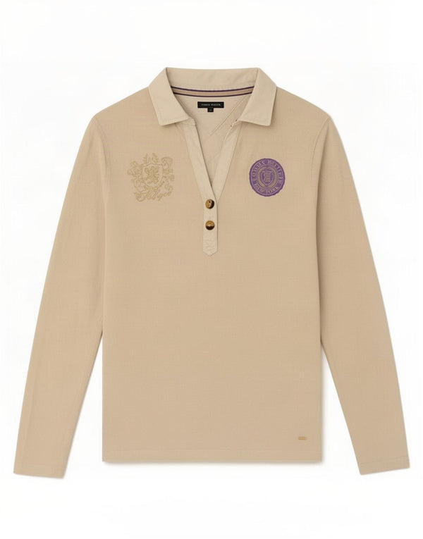 Polo da rugby grafica da donna Tommy Hilfiger UK 14 Large Beige